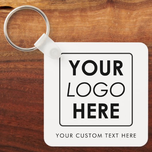 Zakelijke Logo Tekst QR Code Dubbelzijdig Wit Sleutelhanger (Voorkant)