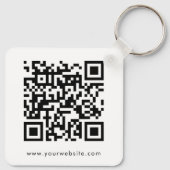 Zakelijke Logo Tekst QR Code Dubbelzijdig Wit Sleutelhanger (Achterkant)