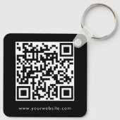 Zakelijke Logo Tekst QR Code Dubbelzijdig Zwart Sleutelhanger (Achterkant)