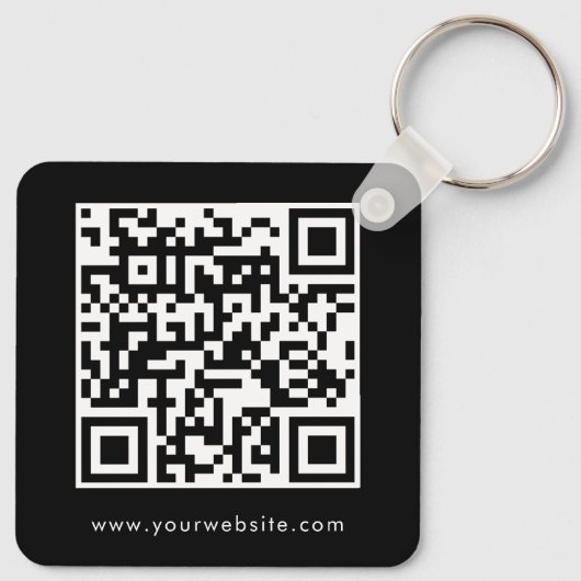 Zakelijke Logo Tekst QR Code Dubbelzijdig Zwart Sleutelhanger (Achterkant)
