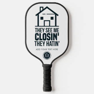 Zakelijke Logo van Real Estate Agent Personalisere Pickleball Paddle