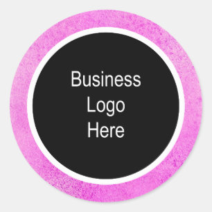 Zakelijke Logo Waterverf roze dunne witte lijn Ronde Sticker