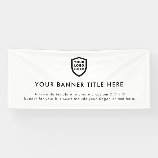 Zakelijke Logo | White minimalist Modern Simple 6" Spandoek (Horizontaal)