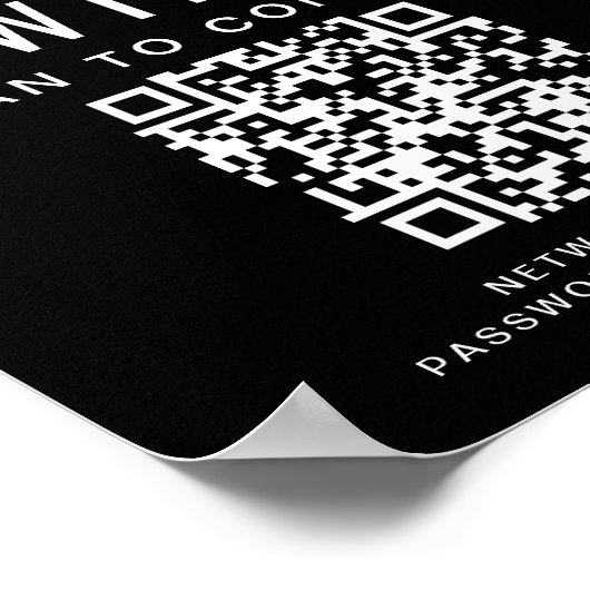 Zakelijke Logo WiFi-netwerk QR-code zwart Poster (Hoek)