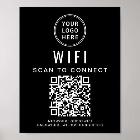 Zakelijke Logo WiFi-netwerk QR-code zwart Poster (Voorkant)