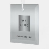 Zakelijke logo zilveren kerst glas ornament (Voorkant links)