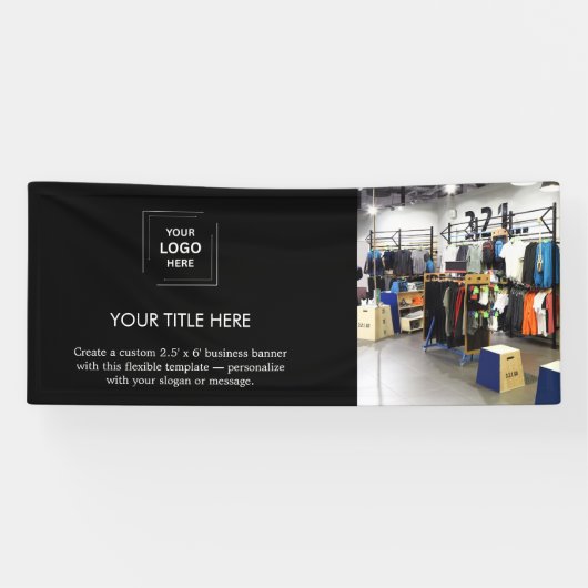Zakelijke Logo | Zwarte Moderne speciale foto 6' Spandoek (Horizontaal)