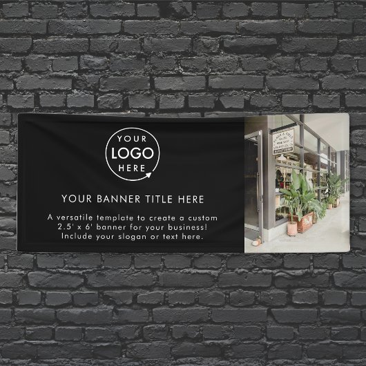 Zakelijke Logo | Zwarte Moderne speciale foto 6' Spandoek