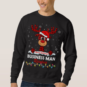 Zakelijke Man Rendier Kerstman Hoed Buffalo Plaid Trui