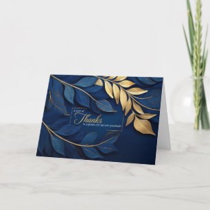 Zakelijke Marine Blauw en Goud Botanische Blank Bedankkaart