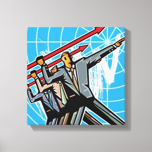 Zakelijke mensen die een pijlbord gooien canvas afdruk (Voorkant)