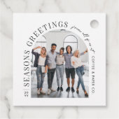 Zakelijke moderne boog foto kerst bedankjes labels (Achterkant)