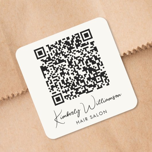 Zakelijke naam handtekening script QR-code Vierkante Sticker