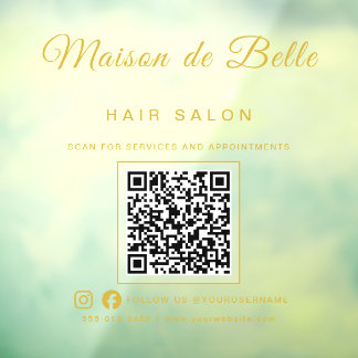 Zakelijke Naam Luxe Gouden Handtekening Script QR Raamsticker