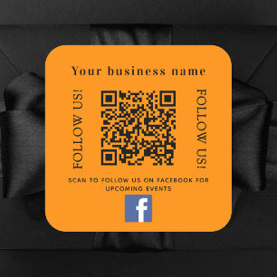 Zakelijke naam oranje QR-code Facebook Vierkante Sticker