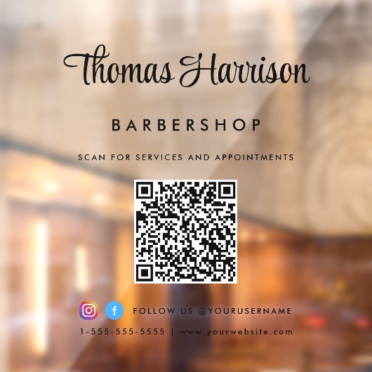 Zakelijke naam stijlvolle handtekening script QR-c Raamsticker (Vel 2)