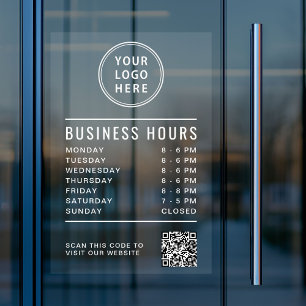 Zakelijke openingstijden QR-code logo Raamsticker