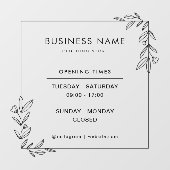 Zakelijke openingstijden Signage Zwart Venster Cli Raamsticker (Vel)