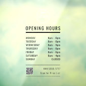 Zakelijke Openingstijden Zwart met Logo dan QR cod Raamsticker (Vel 3)