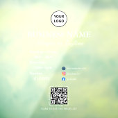 Zakelijke openingsuren Modern script & QR, social Raamsticker (Vel 3)