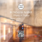 Zakelijke openingsuren Modern script & QR, social Raamsticker (Vel 2)