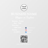 Zakelijke openingsuren Modern script & QR, social Raamsticker (Vel)