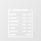 Zakelijke openingsuren raamsticker (Vel)