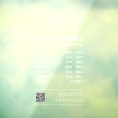 Zakelijke openingsuren Wit met logo en QR-code Raamsticker (Vel 3)