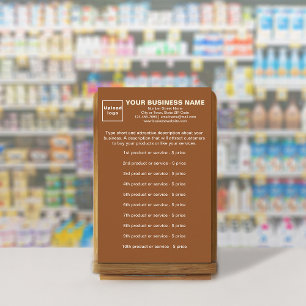 Zakelijke producten of diensten op bruinbanketbakk briefpapier