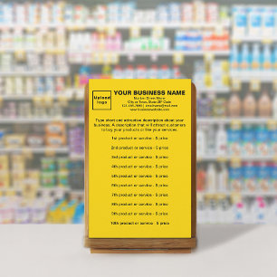 Zakelijke producten of diensten op gele briefpapie briefpapier
