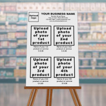 Zakelijke producten of diensten op wit schuimbord