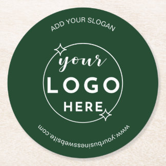 Zakelijke Professionele Logo Minimalist Groen Ronde Kartonnen Onderzetter