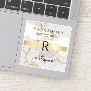 Zakelijke promo, wit/goud marmer, service, info sticker