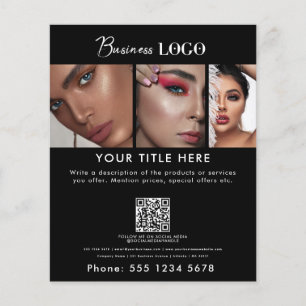 Zakelijke Promotie Beauty Haar Nail Make-up Zwart Flyer