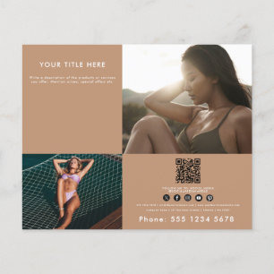 Zakelijke Promotie Foto QR Code Modern Bruin Flyer