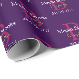 Zakelijke promotie, naam, monogram en titel op paa cadeaupapier