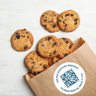 Zakelijke promotie QR code blauw Ronde Sticker