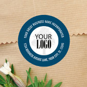 Zakelijke promotie Voeg uw Logo toe Blauw Ronde Sticker