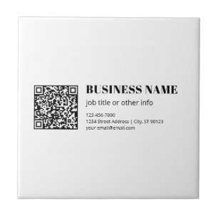 Zakelijke QR-code & Bewerkbare Retro-Moderne Tekst Tegeltje