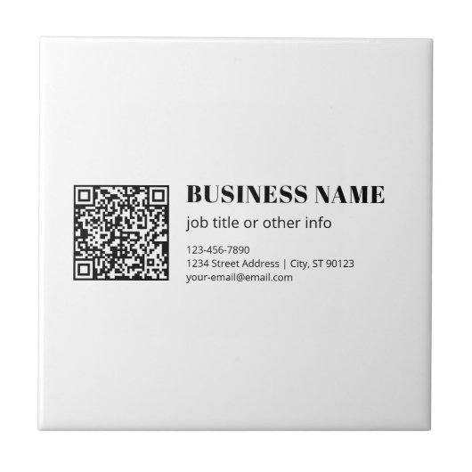 Zakelijke QR-code & Bewerkbare Retro-Moderne Tekst Tegeltje (Voorkant)