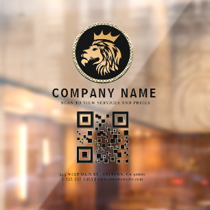 Zakelijke QR-code en elegant leeuwenlogo Raamsticker