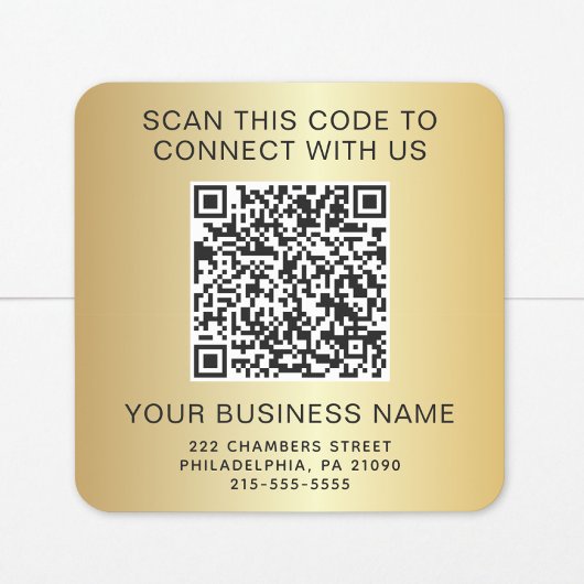 Zakelijke QR-code Goud Vierkante Sticker