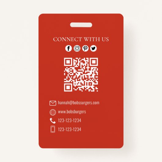 Zakelijke QR-code Hamburger Hotdog Badge (Achterkant)