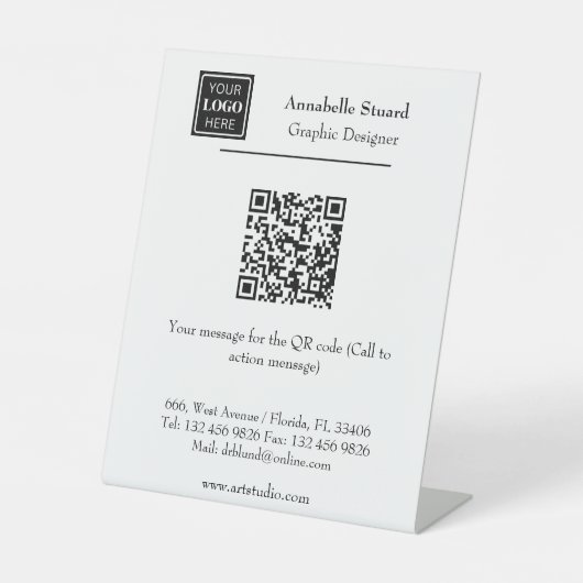 Zakelijke QR-code Kantoorbenodigdheden Bureau Acce Reclamebord Met Voetstuk (Voorkant)