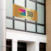 Zakelijke QR-code Logo Gold Horizontal Outdoor Spandoek (Buitenkant Gebouw)