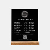 Zakelijke QR code Logo Moderne openingstijden zwar Acryl Bord (Voorkant)