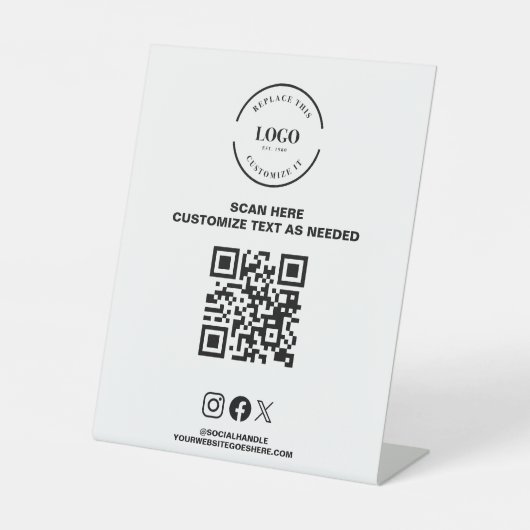 Zakelijke QR code Logo Social Handle website Winke Reclamebord Met Voetstuk (Voorkant)