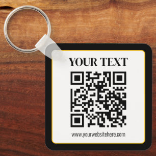 Zakelijke QR-code met boven- en ondertekst, zwart Sleutelhanger