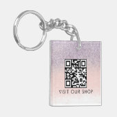 Zakelijke QR-code Monogram Glitter voor Koppels  Sleutelhanger (Voorkant Links)