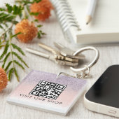 Zakelijke QR-code Monogram Glitter voor Koppels  Sleutelhanger (Voorkant Rechts)